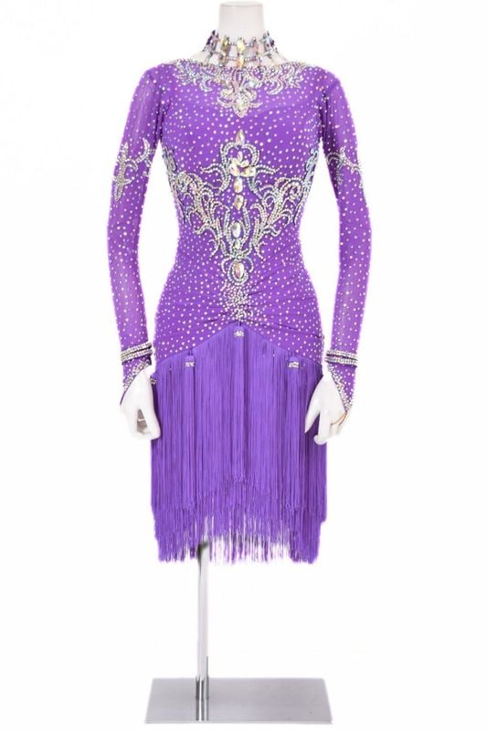 ラテンドレス WL0190D パープルレイン M 社交ダンス タカダンス