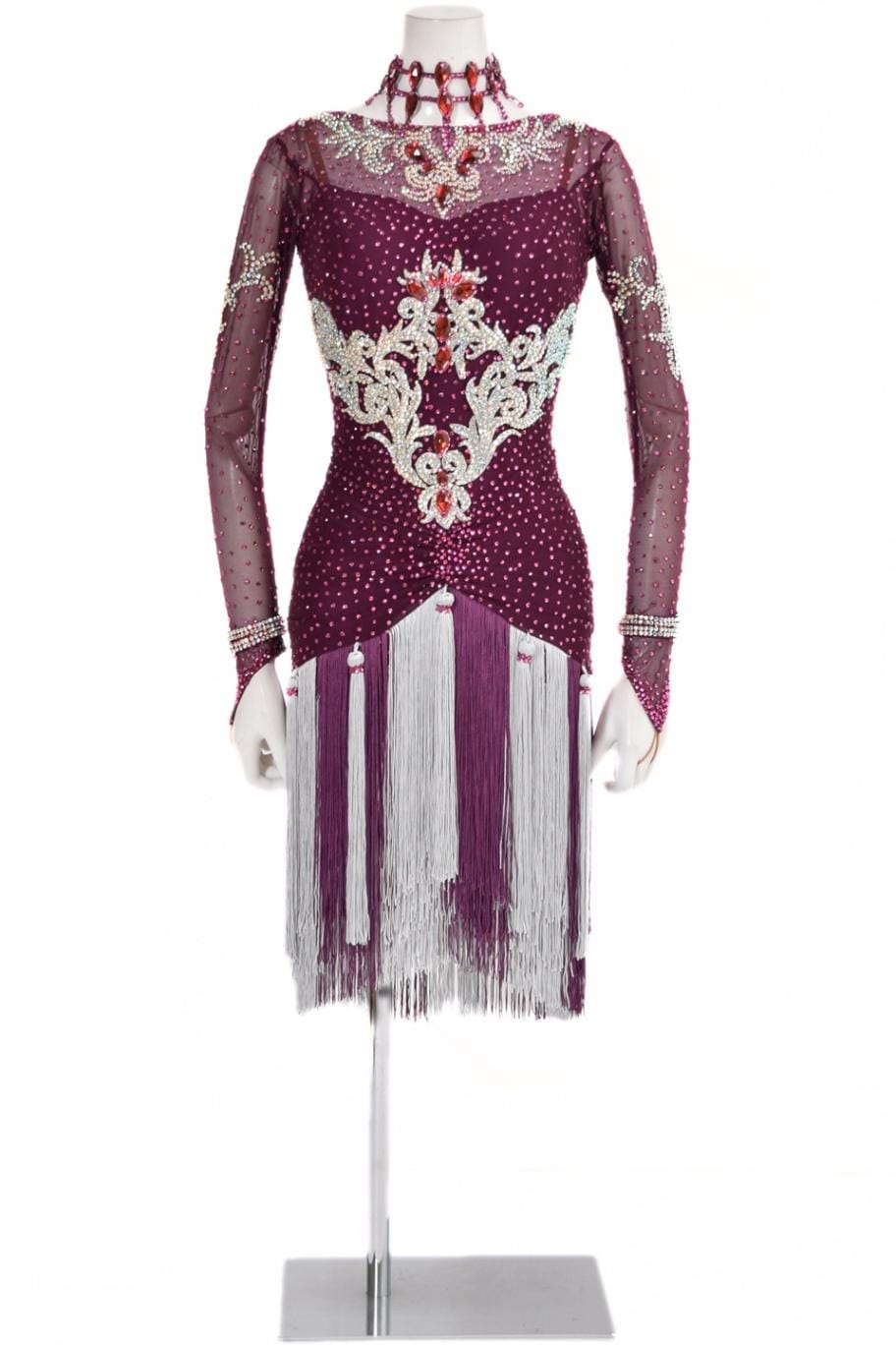 ラテンドレス WL0190D プラム/シルバー M 社交ダンス タカダンス