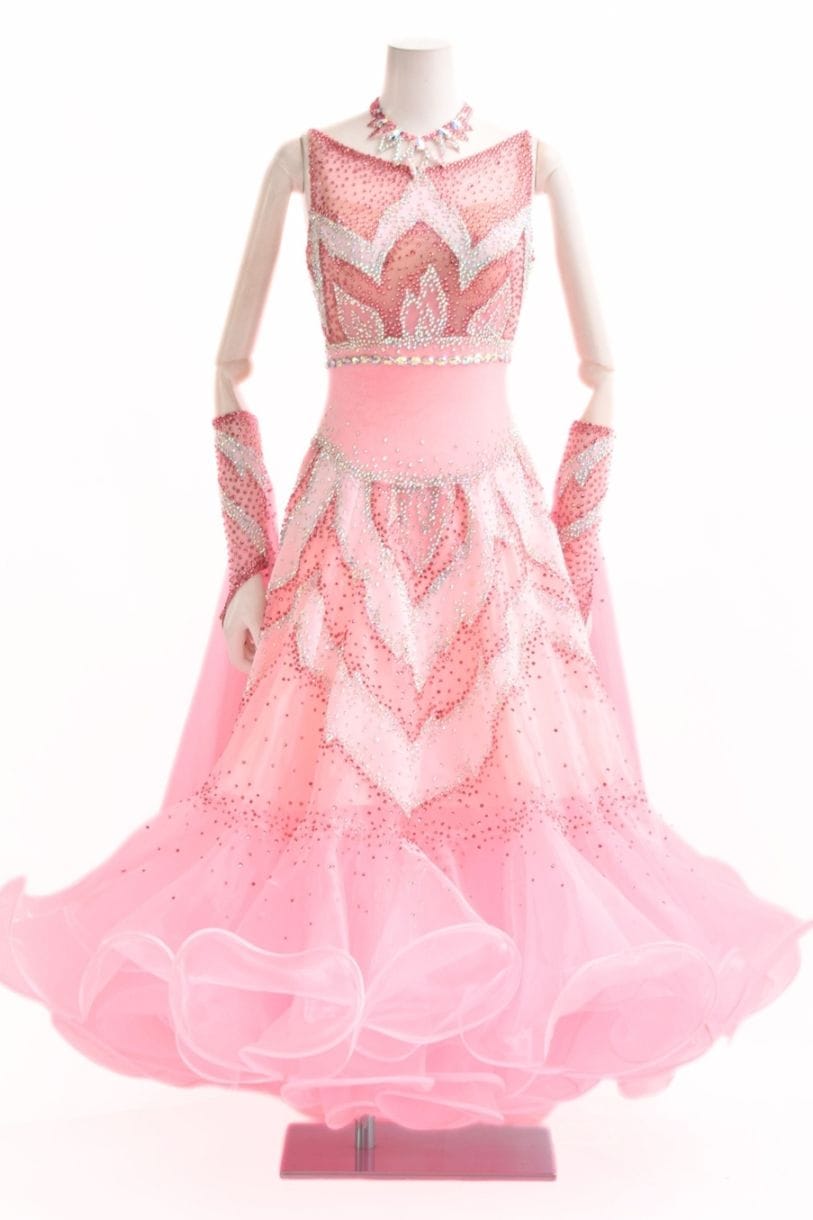 スタンダードドレス WS0739D シュガーピンク/ホワイト S 社交ダンス