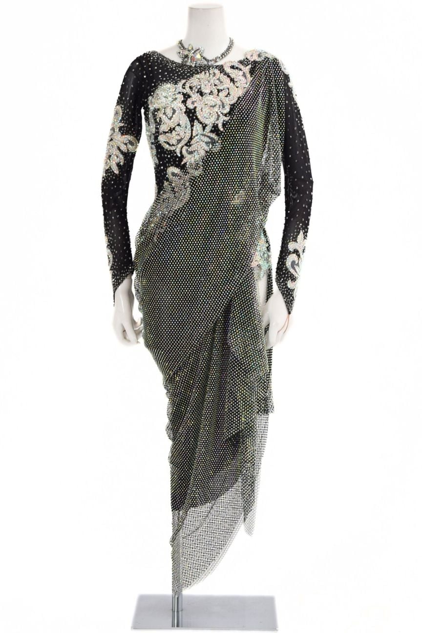 ラテンドレス WL0138D ブラック/クリスタル L 社交ダンス タカダンス