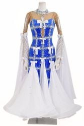 スタンダードドレス WS0715D ホワイト/ブラック S 社交ダンス モダン