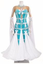 スタンダードドレス WS0715D ホワイト/ブラック S 社交ダンス モダン