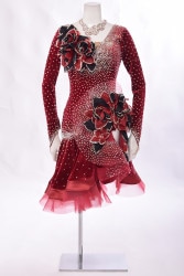 特価！❤️タカダンス ❤️レッドベルベットサテンラテンドレスM タカダンス LADIES,ドレス,ラテン takadance.shop 社交ダンス 衣装