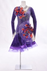 最終値下げ　タカダンス　社交ダンス　フリルドレス 青紫 タカダンス LADIES,ドレス takadance.shop 社交ダンス 衣装 シューズ