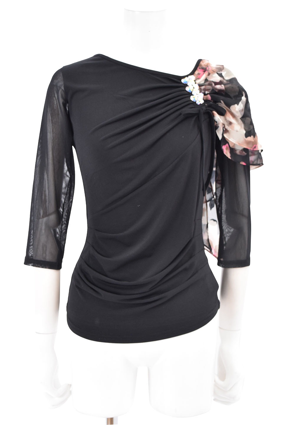 【新品未使用】社交ダンス トップス 練習着 レッスンウェアMサイズ 黒 ブラック 社交ダンス 衣装 社交ダンス衣装 トップス 練習着 レッスン