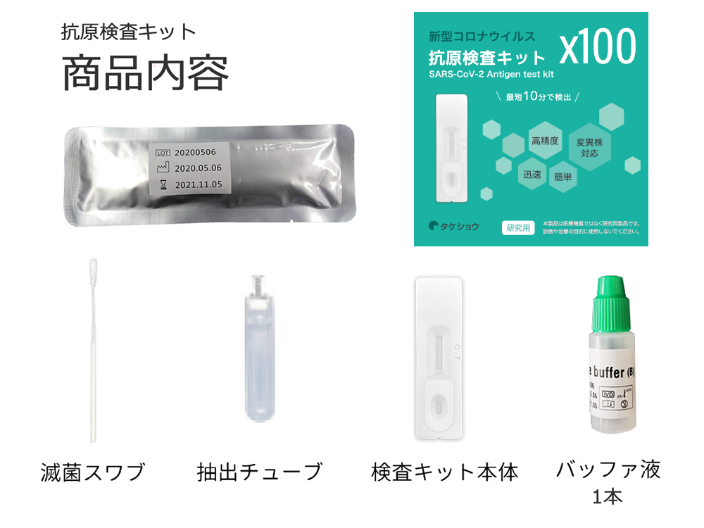【100キット】「鼻咽頭ぬぐい液」対応型コロナ抗原検査キット「BA.2.75ケンタウロス」対応(1キットあたり1,180円)※平日12時までの決済完了で即日出荷