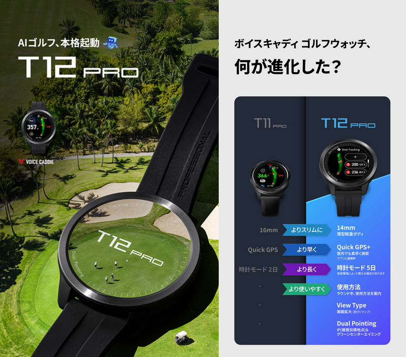 11月12日発売予定】ボイスキャディ 2025 T12PRO ゴルフウォッチ GPS
