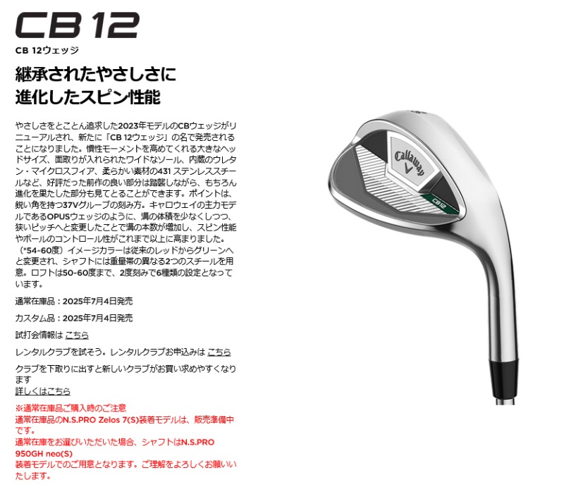 ����������� 2025 CB12 �����å� N.S.PRO 950GH neo �������륷��ե� ���������� callaway