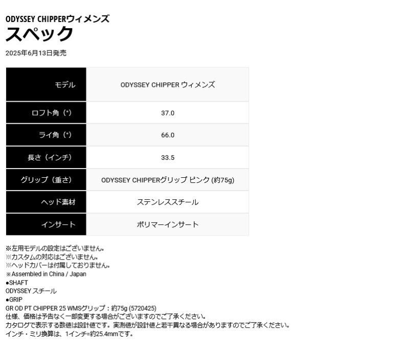 ���ǥå��� 2025 ��ǥ����� ���åѡ� ������� ODYSSEY CHIPPER �������� ����������