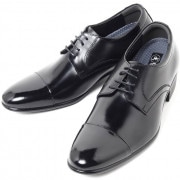 8cmUP ビジネスシューズ ストレートチップ 外羽根 牛革 ブラック【KK1-102-8CM】