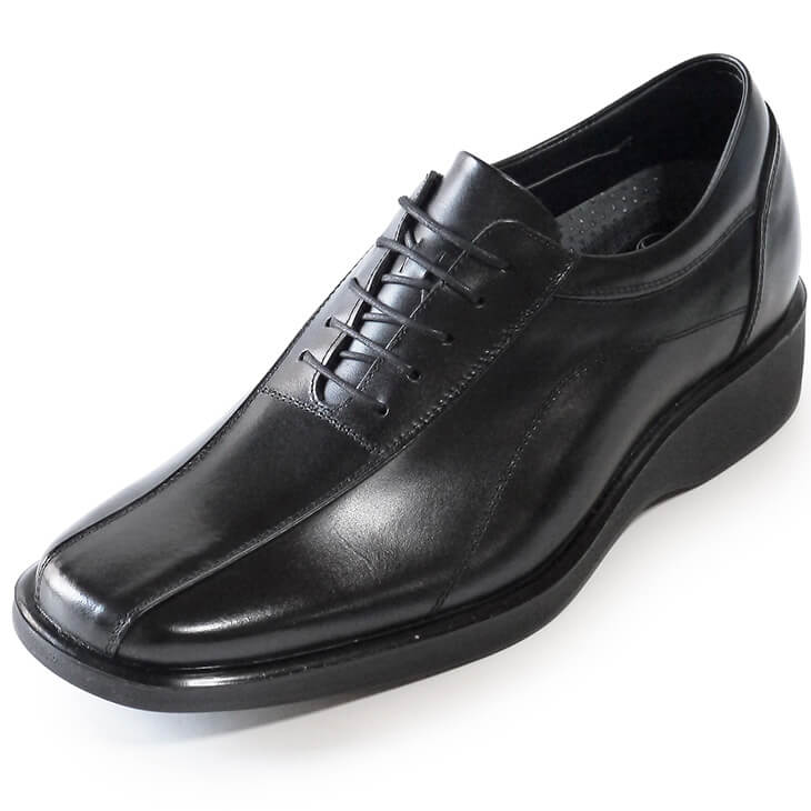 6cmUP スクエアトゥ 内羽根 メンズ 本革 黒【A-7270】