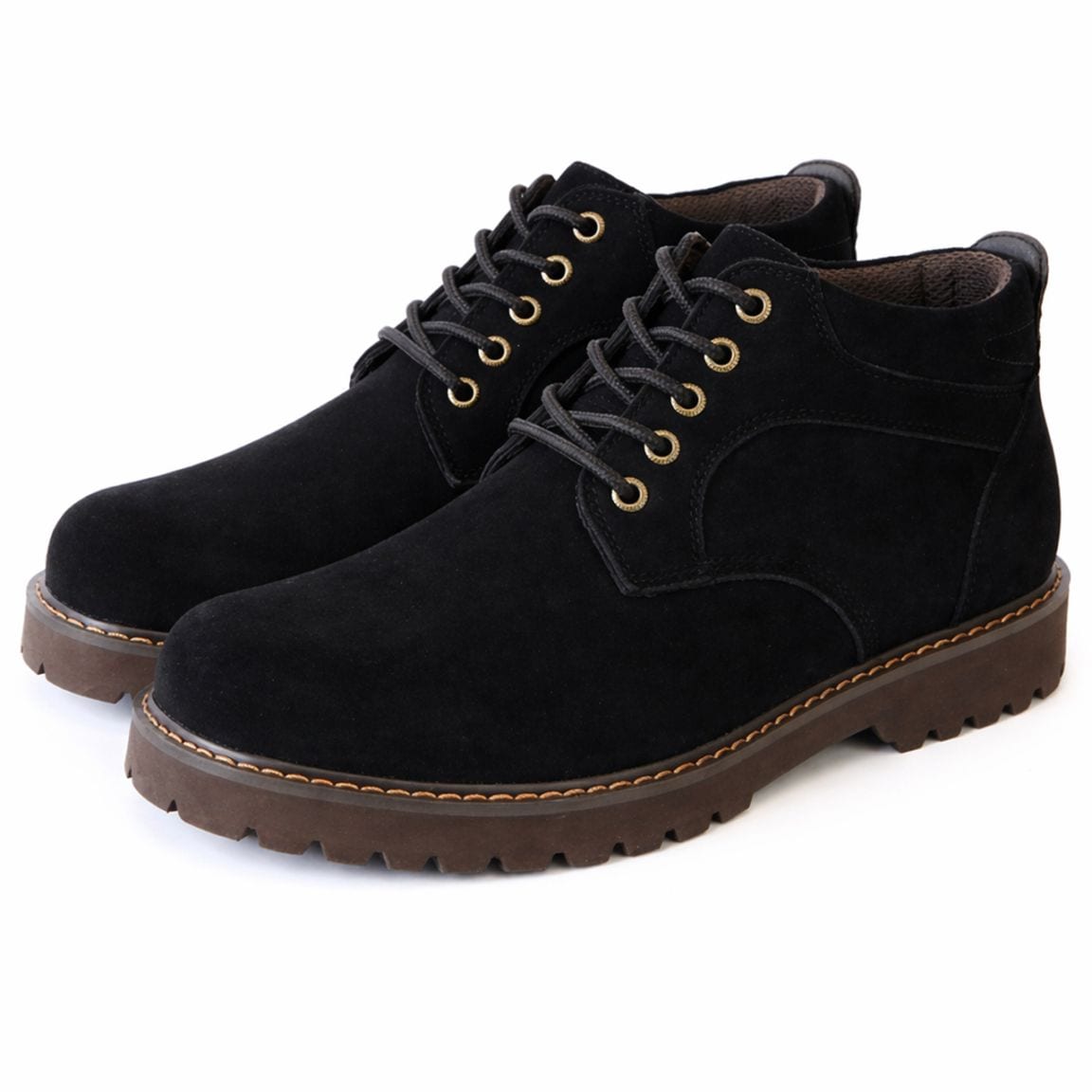 7cmUP ミドルカットスニーカー サイドジッパー付き ブラック/スエード【A50BLS】