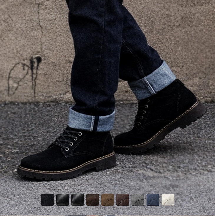 7cmUP ミドルカットスニーカー サイドジッパー付き スエード/キャンバス/スムース【A50】