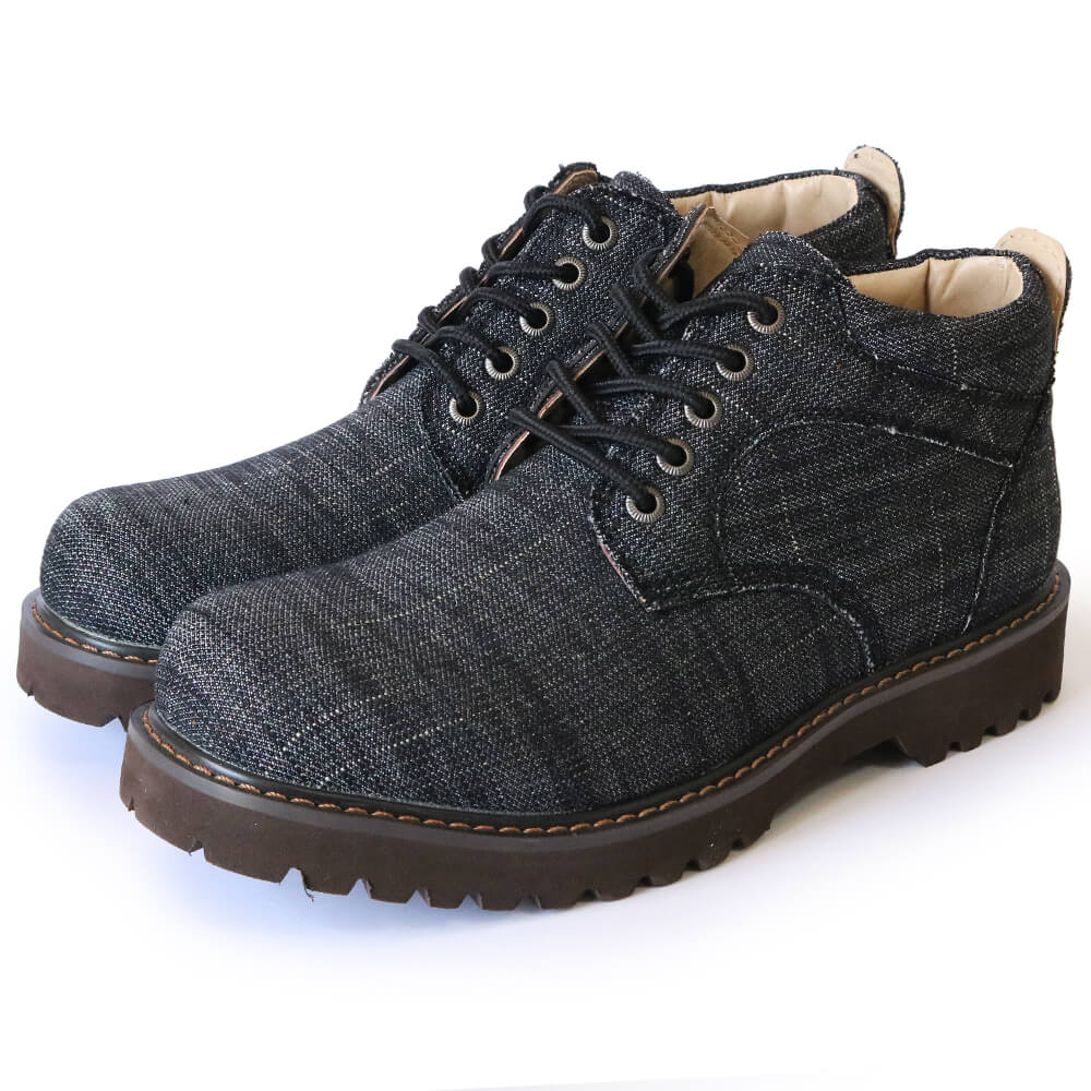 【SHOES SELECTION対象】7.5cmUP ミドルカットスニーカー サイドジッパー付き ブラック/キャンバス【A50-75cmBLC】