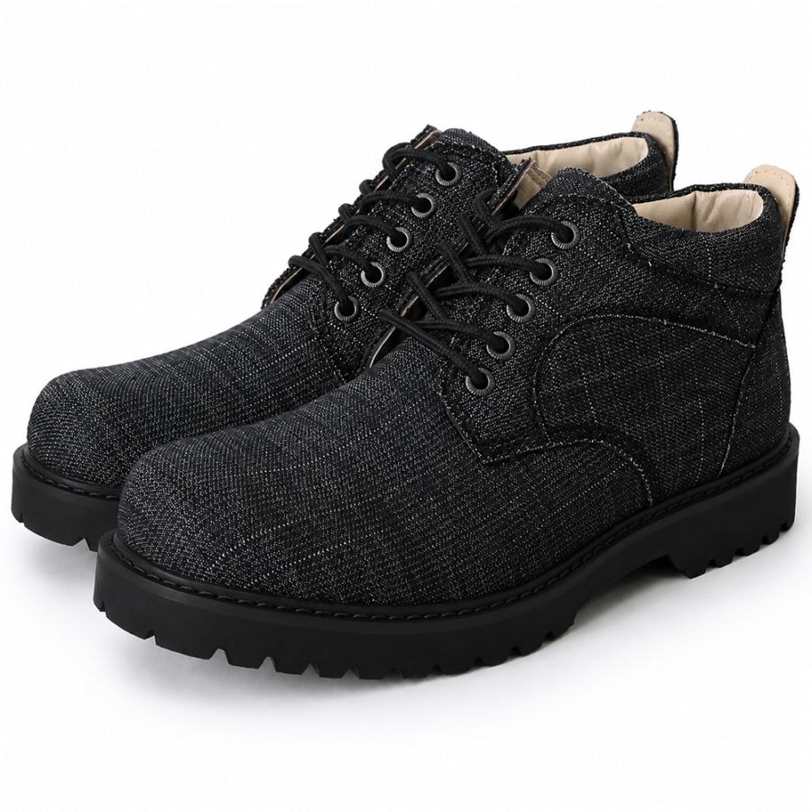 【SHOES SELECTION対象】8.5cmUP ミドルカットスニーカー サイドジッパー付き ブラック/キャンバス【A50-85cmBLC】