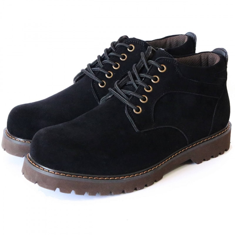 【SHOES SELECTION対象】7.5cmUP ミドルカットスニーカー サイドジッパー付き ブラック/合成皮革スエード【A50-75cmBLS】