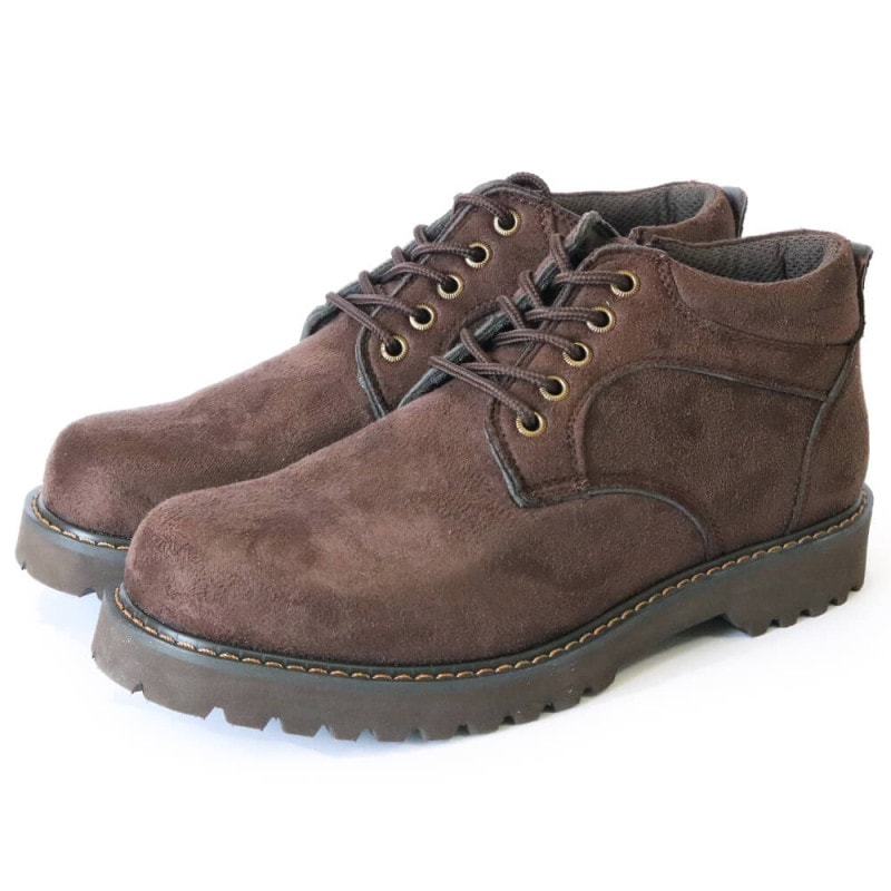 【SHOES SELECTION対象】7.5cmUP ミドルカットスニーカー サイドジッパー付き ダークブラウン/合成皮革スエード【A50-75cmDBR】