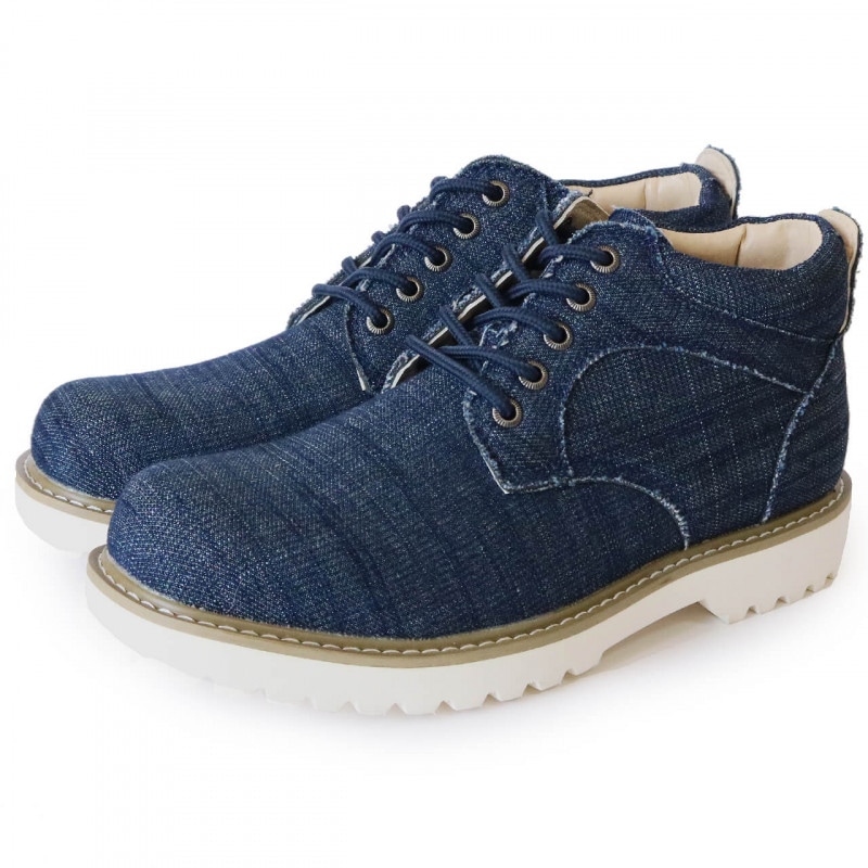 【SHOES SELECTION対象】7.5cmUP ミドルカットスニーカー サイドジッパー付き ネイビー/キャンバス【A50-75cmNVC】