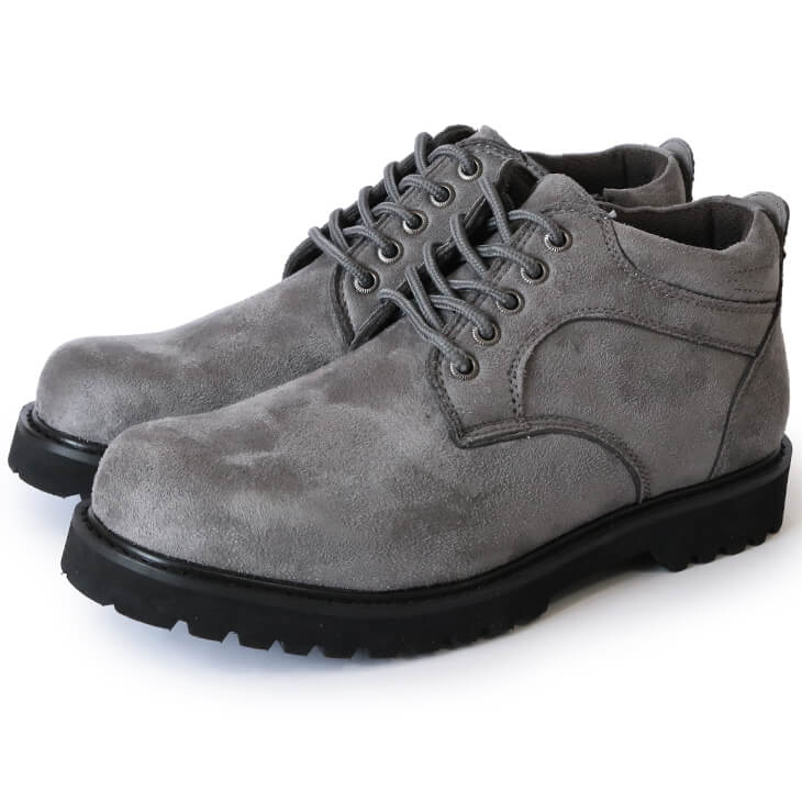 【SHOES SELECTION対象】8.5cmUP ミドルカットスニーカー サイドジッパー付き グレー/スエード【A50-85cmGRY】