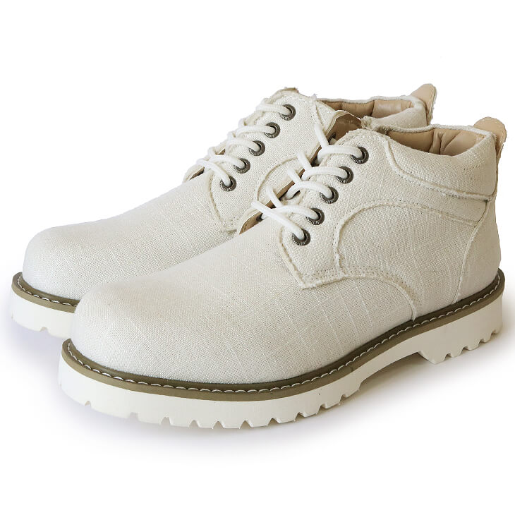 【SHOES SELECTION対象】8.5cmUP ミドルカットスニーカー サイドジッパー付き ホワイト/キャンバス【A50-85cmWHC】
