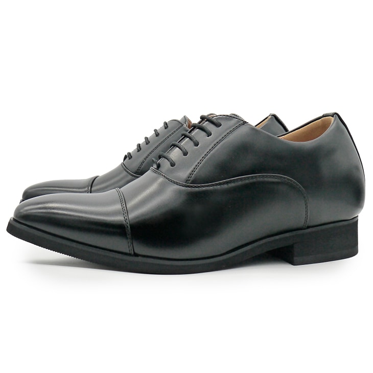 【SHOES SELECTION対象】7cmUP ビジネスシューズ ストレートチップ内羽根 合成皮革 ブラック【tm7001blk】