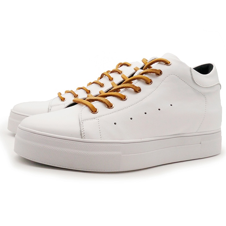 8cmUP スニーカー メンズ 牛革 ホワイト【hb030ca8wht】