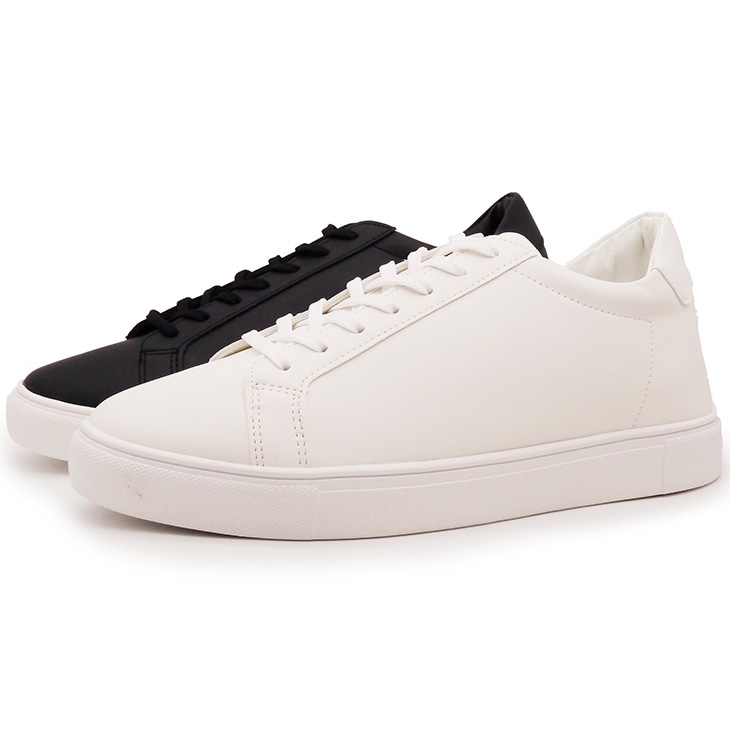 7cmUP ローカットスニーカー メンズ 合成皮革 ブラック ホワイト【0-164】