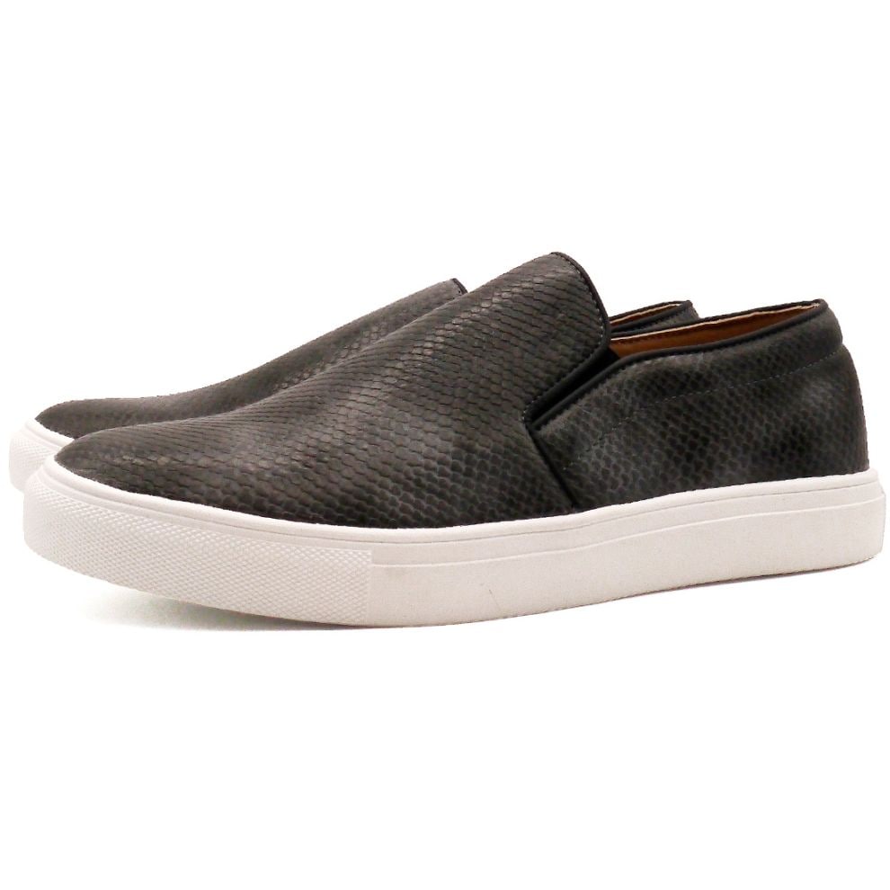 5cmUP シークレットシューズ スリッポンスニーカー 型押しグレー メンズ TALLSHOES【175-H】