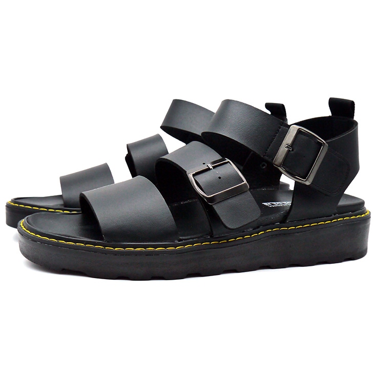 5cmUP バックストラップサンダル ベルクロ シークレットシューズ ブラック メンズ TALLSHOES【183-0】