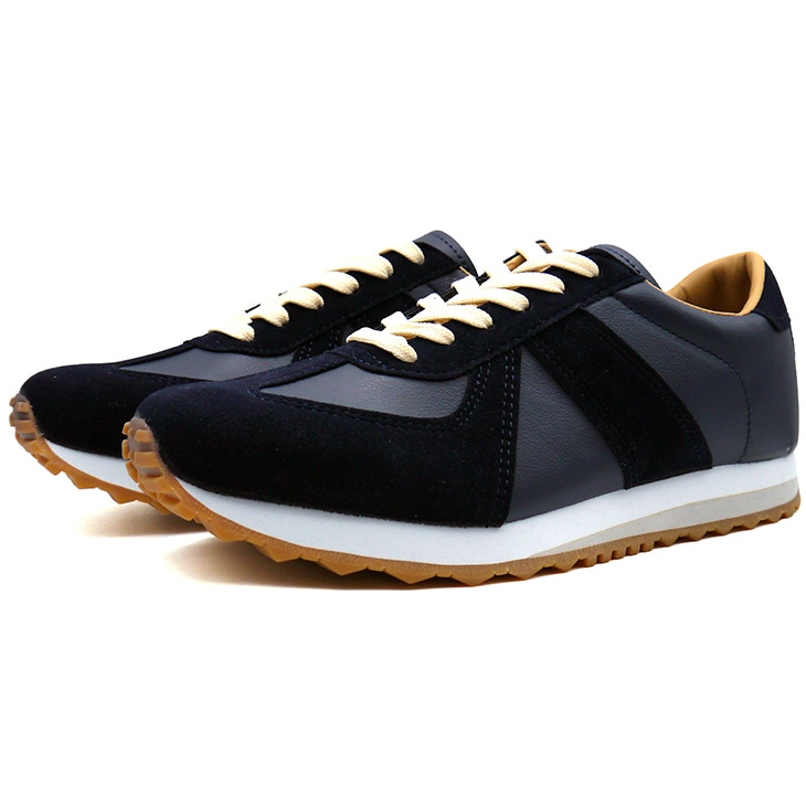 6cmUP シークレットシューズ ジャーマントレーナー メンズ ローカットスニーカー スポーツシューズ ネイビー／ホワイト TALLSHOES【180-1H】