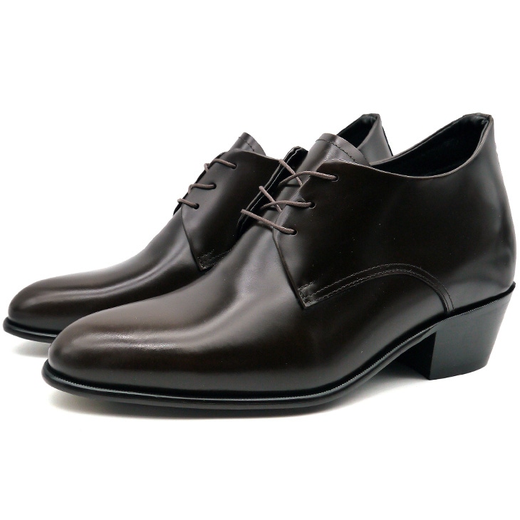 10cmUP パターンオーダー 本革 シークレットシューズ メンズ プレーントゥ外羽根 ダークブラウン TALLSHOES【OMS-PLSB-10cmDBR】