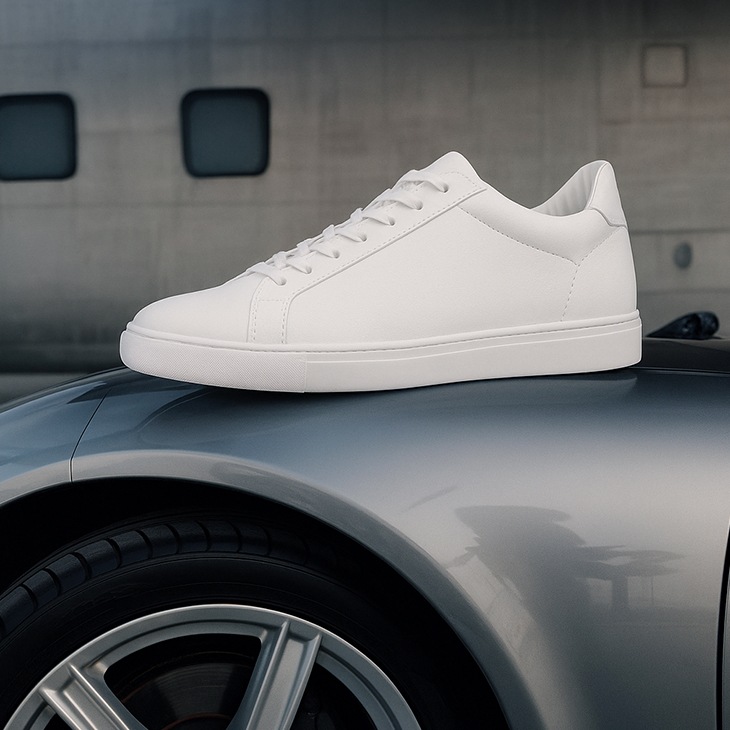 7cmUP スニーカー メンズ 合成皮革 ブラック ホワイト【0-164】