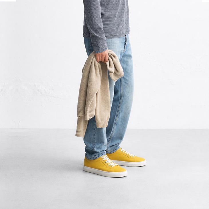 6cmUP スニーカー メンズ キャンバス生地 イエロー【hb010cyel】