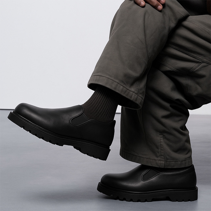 7cmUP スニーカー メンズ 合成皮革（スムースレザー） ブラック