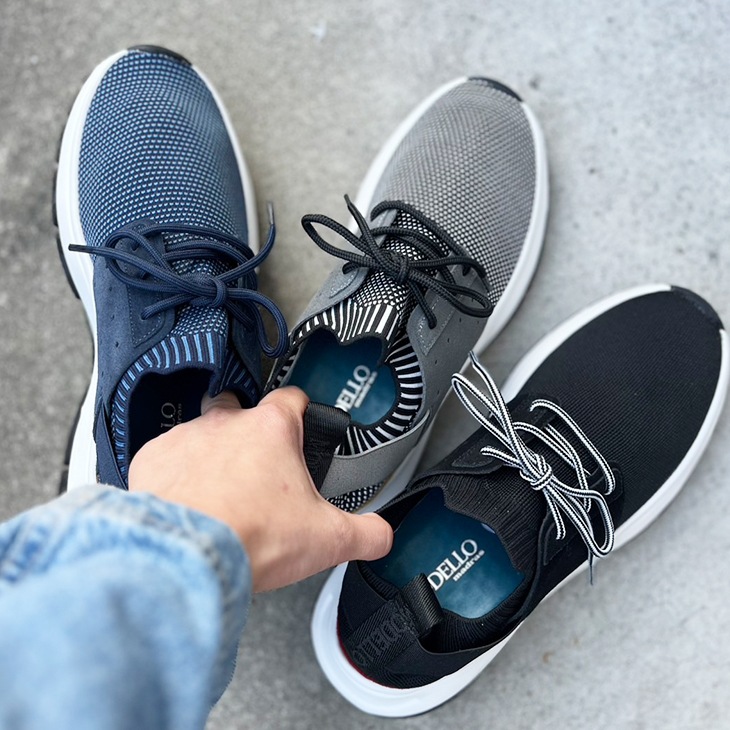 6cmUP スニーカー メンズ ポリエステルナイロン×牛革 ブラック