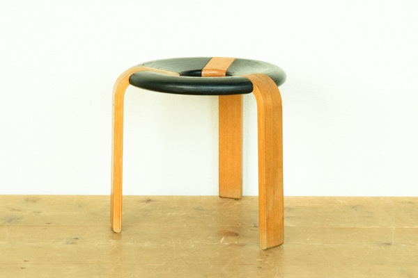 スツール　ビンテージ　デンマーク　３本足 北欧ビンテージ家具／デンマーク製／3本脚スツールチーク×スチール