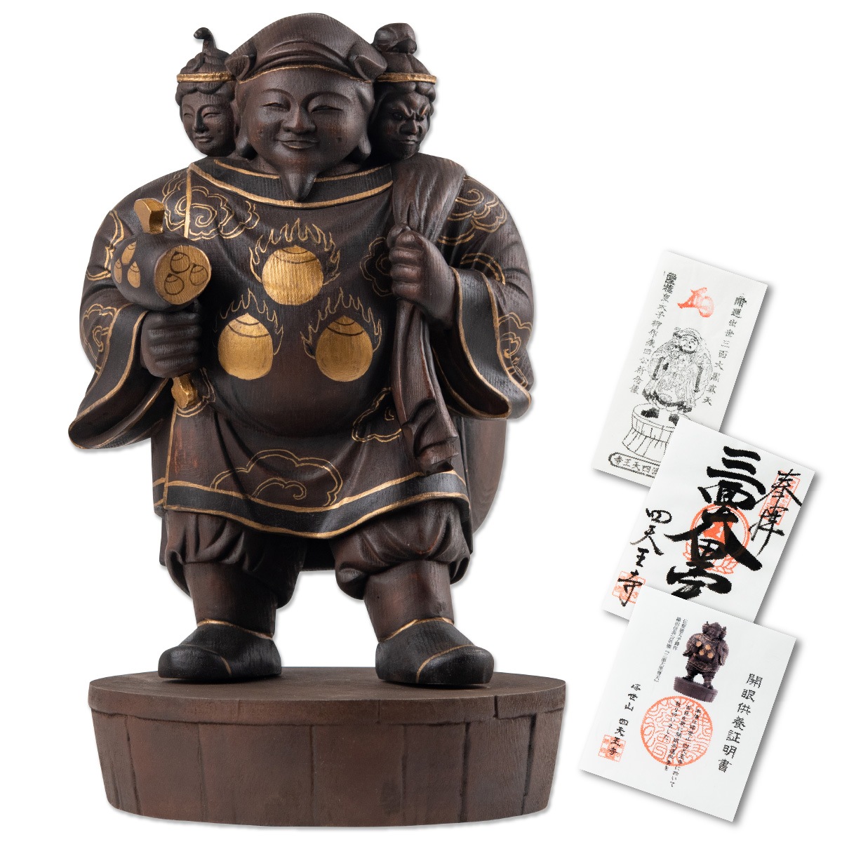 石像 大黒天 織田信長公祈願 三面大黒尊天 大サイズ ≫開運仏像