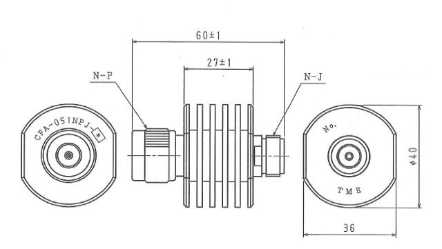 CFA051NPJ10-100（50Ω 10dB減衰器）