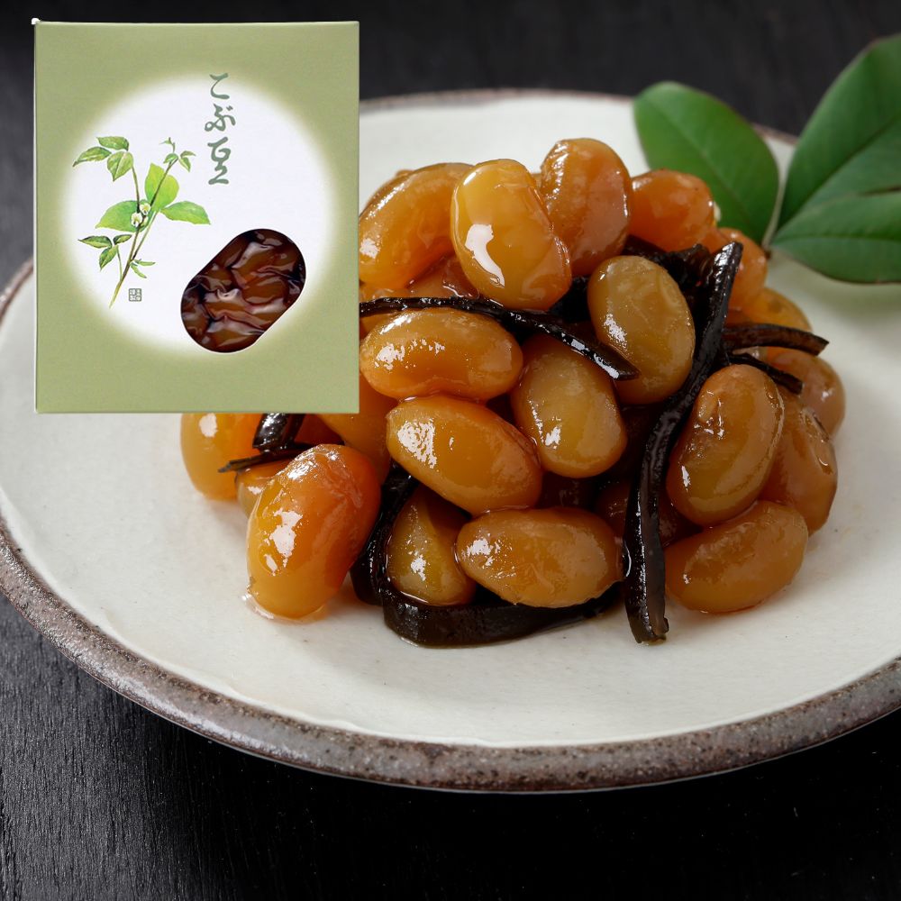 【煮豆】<br>こぶ豆 55g 2袋入（国産大豆 昆布 惣菜 小箱入） スイーツ 花珠（煮豆）