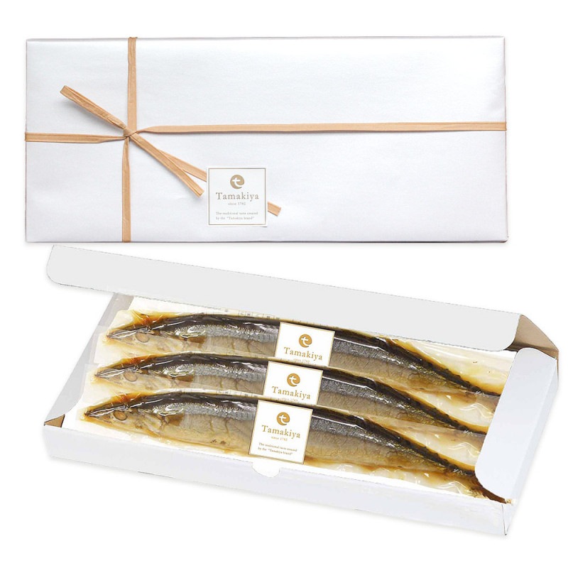 【季節限定 人気商品】<br>秋刀魚ゲランド塩 3尾入り（フランス塩 パーティー 洋風 ワイン 化粧箱付） 姿煮