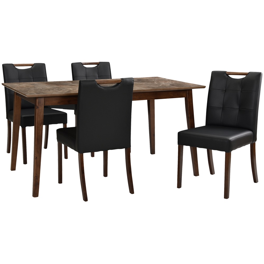 【ローズストーン】 ダイニングテーブルセット 4人掛け 大理石調 [5点セット]