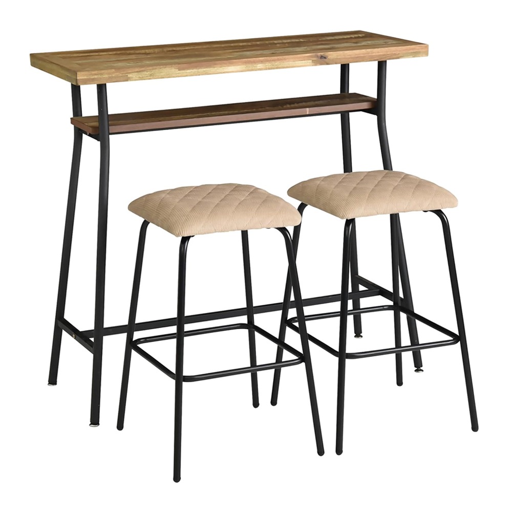 【ゲンブ】 カウンターテーブルセット 幅98cm 2人掛け スチール脚 ハイスツール [3点セット]