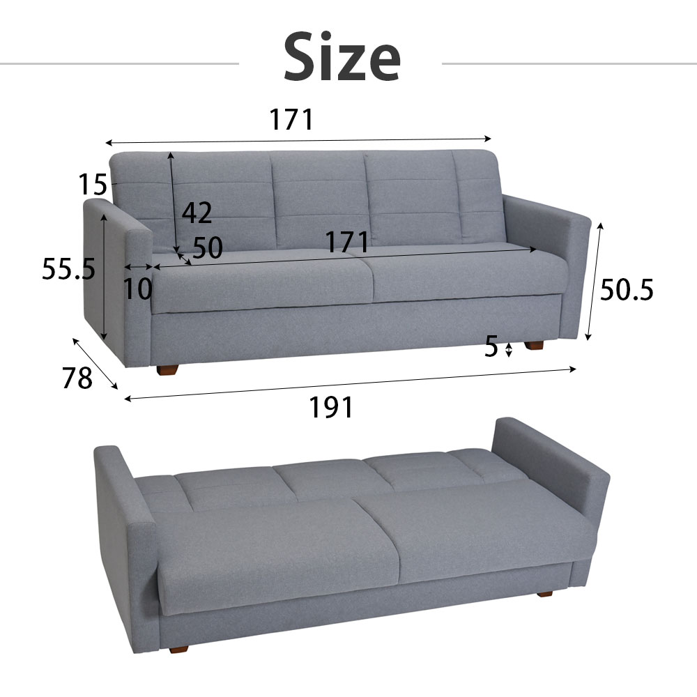【マリッペ】 ソファベッド 幅180cm 3人掛け フロアソファ 2way