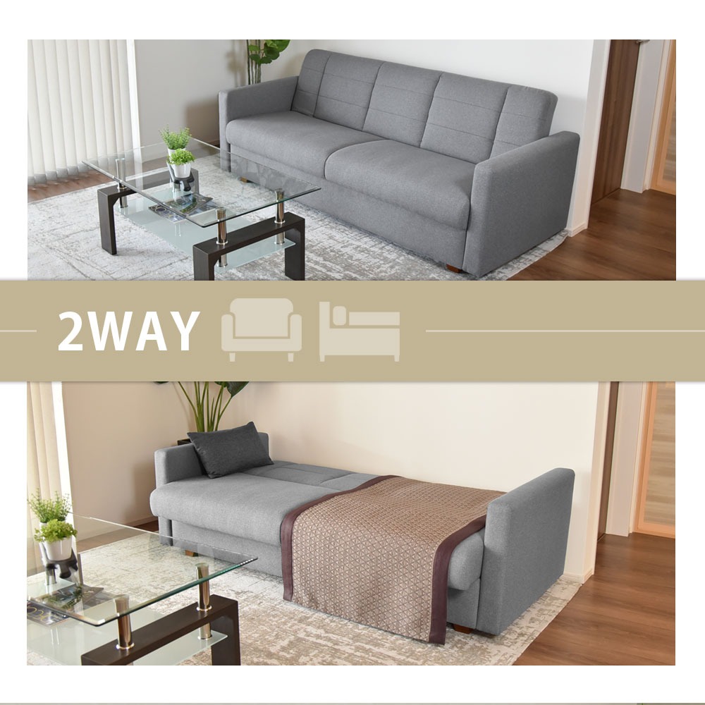 【マリッペ】 ソファベッド 幅180cm 3人掛け フロアソファ 2way