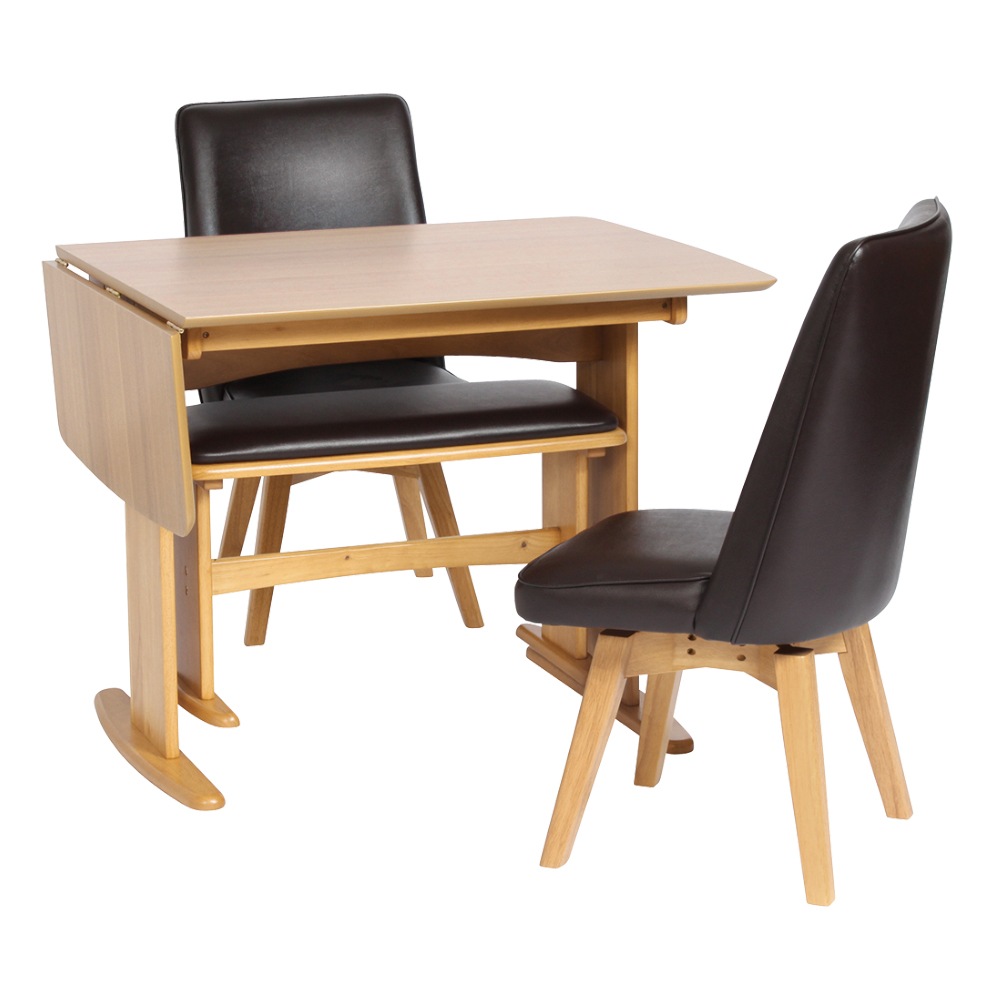 【バタームール】 ダイニングテーブルセット 幅90cm 幅120cm 4人掛け 伸長式テーブル 回転チェア [4点セット]