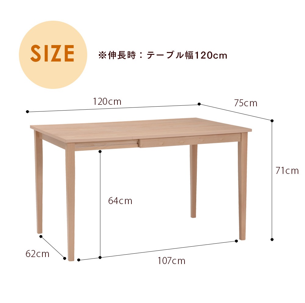 【ウェイブ】 ダイニングテーブルセット 4人掛け 伸長式テーブル [3点セット]