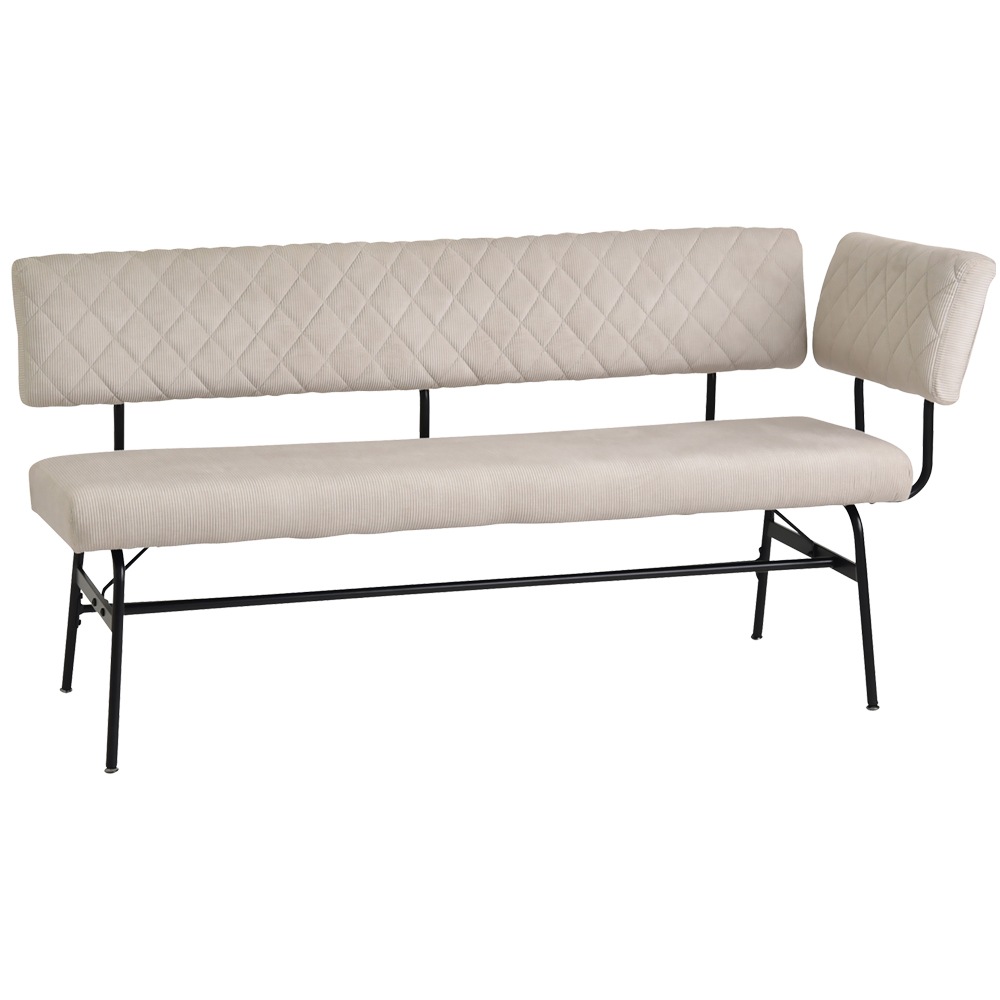 【スミレ】 ダイニングベンチ 幅149cm 肘付 スチール脚 ベンチ [ベンチ単品]