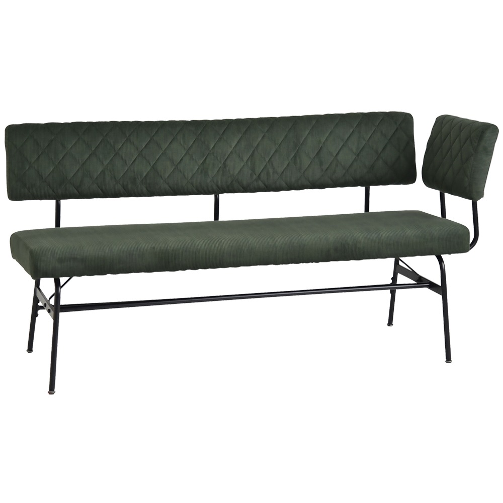 【スミレ】 ダイニングベンチ 幅149cm 肘付 スチール脚 ベンチ [ベンチ単品]