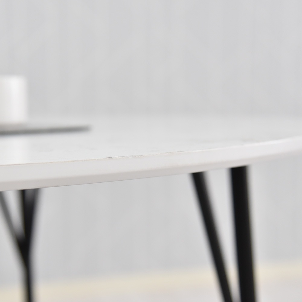 ダイニングテーブル 約幅105cm 円形 ホワイト スチール脚 ラウンドテーブル ビジョン 組立品 リビング ダイニング〔代引不可〕 ダイニングテーブル 丸テーブル ホワイト 白 円形 105 単品