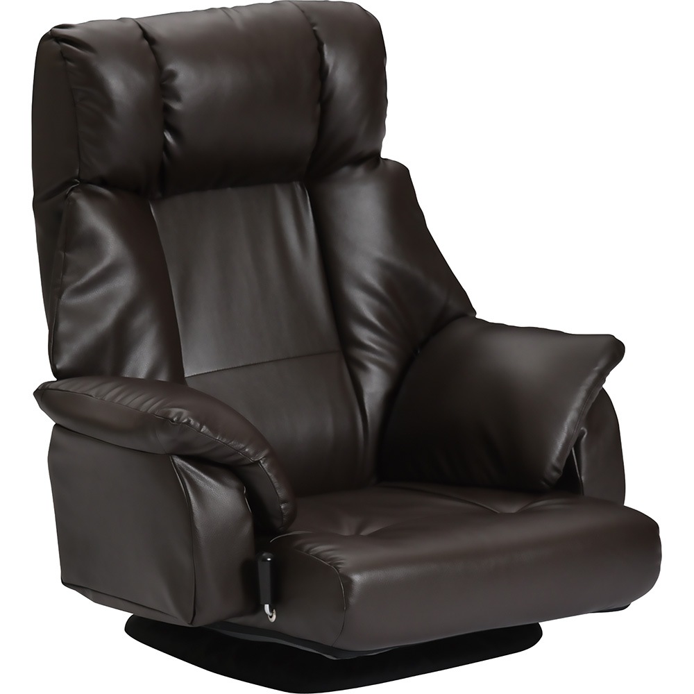 【ベローナ】 回転座椅子 座椅子 PVC 無段階リクライニング 360度回転 ハイバック